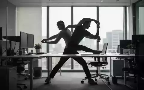 Eine Person streckt sich am Schreibtisch, um Verspannungen zu lösen, mit einem Fokus auf Bewegung und Ergonomie im Büro. - Foto: über boerse-global.de