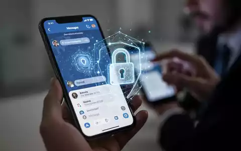 Ein Smartphone-Bildschirm mit einer sicheren Messaging-App und einem Vorhängeschloss-Symbol, das digitale Sicherheit und Betrugsschutz darstellt. - Foto: über boerse-global.de