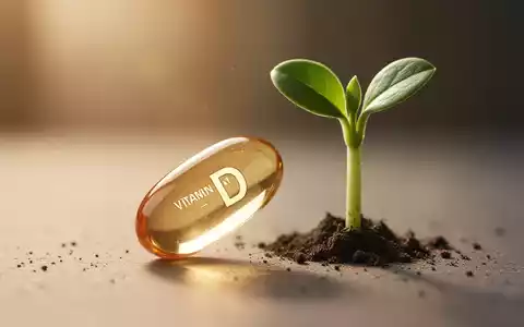 Eine einzelne Vitamin-D-Kapsel liegt neben einem kleinen grünen Pflanzenspross, der Heilung und Wachstum symbolisiert. - Foto: über boerse-global.de