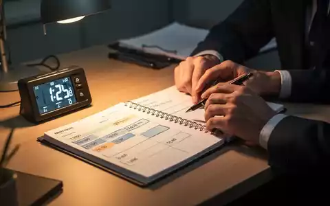 Nahaufnahme eines Schreibtisches mit einer Pomodoro-Uhr, einem Notizbuch mit Zeitblöcken und Händen, die konzentriert arbeiten. - Foto: über boerse-global.de