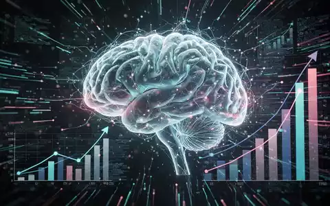 Abstrakte, leuchtende Darstellung künstlicher Intelligenz mit digitalen Datenströmen und Unternehmenswachstumsdiagrammen in futuristischem Umfeld. - Foto: über boerse-global.de