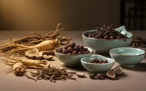 Eine ruhige Szene mit traditionellen chinesischen Kräutern wie Ginseng in kleinen Keramikschalen, sanft beleuchtet. - Foto: über boerse-global.de
