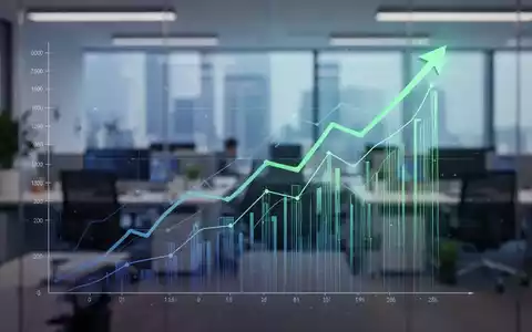 Abstrakte Darstellung von Finanzdaten mit aufsteigenden Linien, die Wachstum in einem modernen Büroumfeld symbolisieren. - Foto: über boerse-global.de