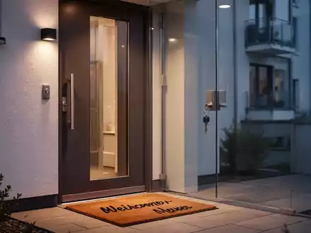 Eine einladende Eingangstür einer Einliegerwohnung in einem deutschen Wohngebäude, die Potenzial für Mieteinnahmen symbolisiert. - Foto: über boerse-global.de