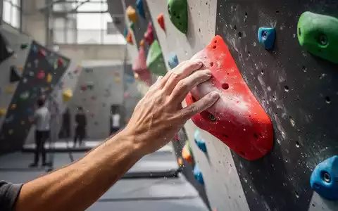 Nahaufnahme der Hände eines Boulderers an einem Klettergriff, mit verschwommenem Hintergrund einer Kletterhalle in Stuttgart. - Foto: über boerse-global.de