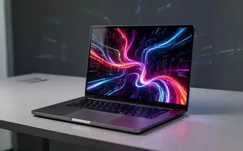 Ein moderner Laptop mit einem lebendigen, hochauflösenden OLED-Bildschirm, der farbenfrohe Grafiken zeigt, auf einem sauberen Schreibtisch. - Foto: über boerse-global.de