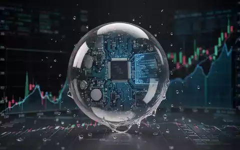 Eine zerbrechliche Blase, die Computerschaltkreise und Daten reflektiert, umgeben von digitalen Finanzgrafiken, symbolisiert eine KI-Investitionsblase. - Foto: über boerse-global.de