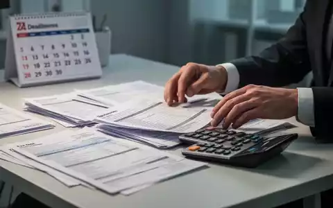 Hände organisieren sorgfältig Finanzdokumente und Steuerformulare auf einem Schreibtisch mit einem Taschenrechner und einem Kalender. - Foto: über boerse-global.de