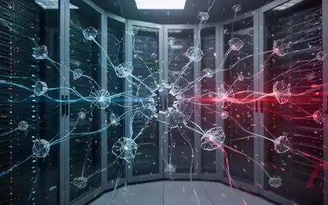 Abstraktes Bild, das Datenflussprobleme in einem Servernetzwerk zeigt und die WSUS-Synchronisationsfehler symbolisiert. - Foto: über boerse-global.de