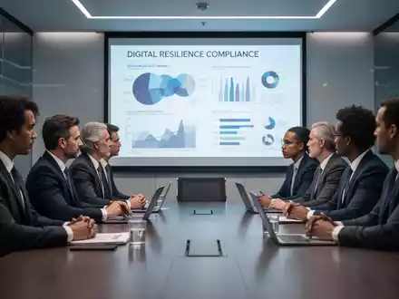 Eine Gruppe von Geschäftsleuten diskutiert konzentriert in einem modernen Konferenzraum vor einem Bildschirm mit Datenvisualisierungen. - Foto: über boerse-global.de