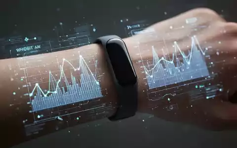 Ein minimalistischer Fitness-Tracker am Handgelenk, daneben eine leuchtende Datenvisualisierung. Fokus auf Gesundheitstechnologie und Datenerfassung. - Foto: über boerse-global.de