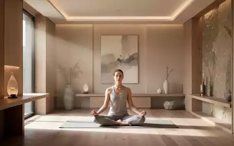 Ein ruhiger, minimalistischer Meditationsraum in einem exklusiven Wellness-Club, mit einer Person in meditativer Pose. - Foto: über boerse-global.de
