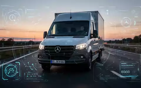 Ein leichtes Nutzfahrzeug auf einer Autobahn bei Sonnenuntergang, das die neuen EU-Vorgaben und Technologien im Transportsektor symbolisiert. - Foto: über boerse-global.de
