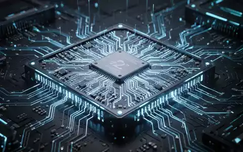 Ein futuristischer Mikrochip mit leuchtenden Schaltkreisen, der die 2-Nanometer-Fertigungstechnologie darstellt. - Foto: über boerse-global.de