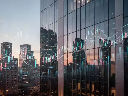 Eine moderne Finanzviertel-Skyline bei Sonnenuntergang, die Investitionen und Datenfluss symbolisiert. - Foto: über boerse-global.de