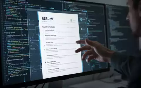 Moderne Lebenslaufvorlage für Softwareentwickler auf einem Bildschirm, Hand interagiert, symbolisiert KI und digitale Werkzeuge. - Foto: über boerse-global.de