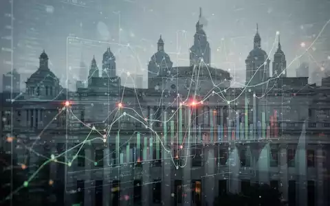 Abstrakte Darstellung von Finanzdaten und städtischen Silhouetten, die die Komplexität der kommunalen Personalverwaltung symbolisiert. - Foto: über boerse-global.de