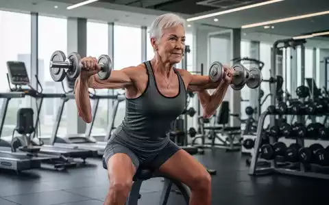Eine Person über 40 hebt leichte Gewichte in einem Fitnessstudio, symbolisierend Stoffwechselaktivierung und Muskelerhalt. - Foto: über boerse-global.de