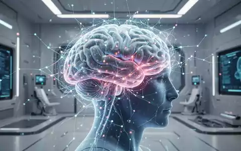 Ein futuristisches, leuchtendes neuronales Netzwerk überlagert ein menschliches Gehirn, das digitale Gesundheitsdaten und KI darstellt. - Foto: über boerse-global.de