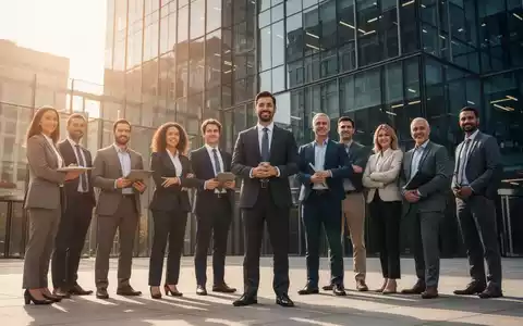Eine vielfältige Gruppe von Kleinunternehmern steht selbstbewusst vor einem modernen Bürogebäude und symbolisiert Wachstum und Marktchancen. - Foto: über boerse-global.de