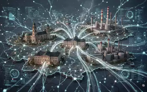 Ein digitales neuronales Netzwerk über einer Karte Bayerns, das die KI-Integration in Verwaltung und Industrie symbolisiert. - Foto: über boerse-global.de
