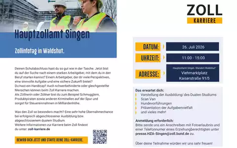 HZA-SI: Zoll-Info-Tag des Hauptzollamts Singen am 26. Juli 2026 auf dem Viehmarktplatz in Waldshut - Foto: presseportal.de