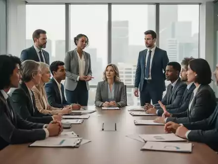 Eine vielfältige Gruppe von Menschen diskutiert an einem Konferenztisch in einem modernen Büro. Fokus auf Zusammenarbeit und Inklusion. - Foto: über boerse-global.de