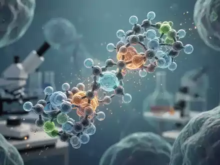 Nahaufnahme einer molekularen Struktur, die mit Zellen interagiert und einen neuen Wirkmechanismus gegen Asthma darstellt. - Foto: über boerse-global.de