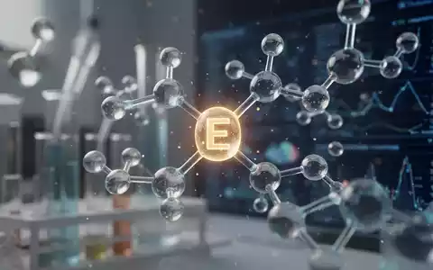 Eine Nahaufnahme einer stilisierten molekularen Struktur von Vitamin E, die in einem Labor leuchtet und wissenschaftliche Forschung darstellt. - Foto: über boerse-global.de