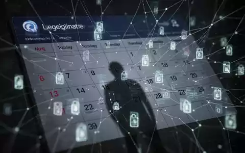 Dunkles, digitales Bild einer Kalenderoberfläche mit leuchtenden, abstrakten Netzlinien und Datenpaketen, die versteckte Malware-Aktivität symbolisieren. - Foto: über boerse-global.de
