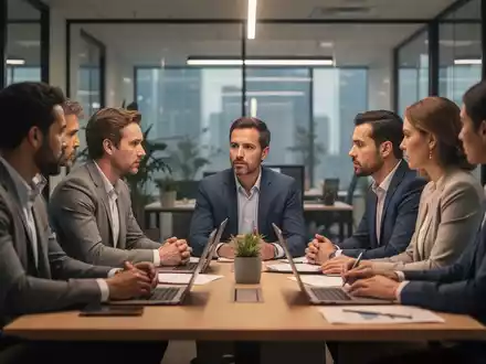 Eine Gruppe von Fachleuten bespricht am Tisch die betriebliche Eingliederung. Fokus auf Zusammenarbeit und Unterstützung. - Foto: über boerse-global.de