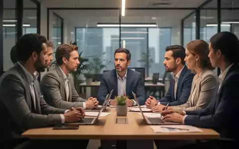 Eine Gruppe von Fachleuten bespricht am Tisch die betriebliche Eingliederung. Fokus auf Zusammenarbeit und Unterstützung. - Foto: über boerse-global.de