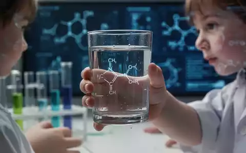Eine Kinderhand hält ein Glas Wasser, im Hintergrund Laborgeräte und wissenschaftliche Daten, symbolisiert PFAS-Forschung und Kindergesundheit. - Foto: über boerse-global.de