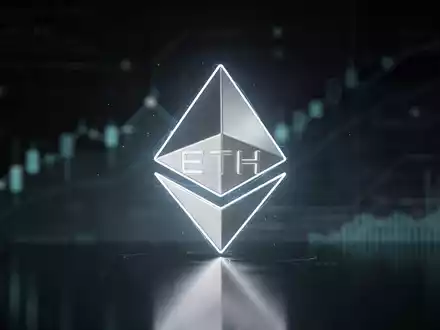 Ein leuchtendes Ethereum-Symbol vor einem dunklen, technologischen Hintergrund mit subtilen Aufwärtstrendlinien. - Foto: über boerse-global.de