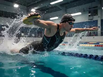Eine Person trainiert intensiv im Wasser, erzeugt Wasserfontänen und demonstriert Aqua-HIIT. - Foto: über boerse-global.de