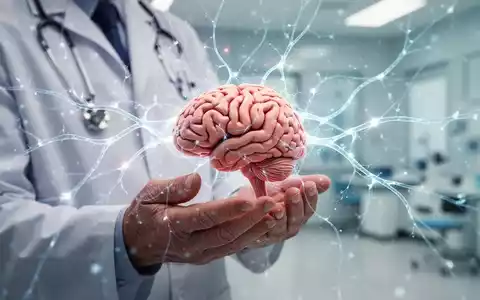 Hände einer älteren Person halten ein Gehirnmodell, umgeben von leuchtenden Neuronen, symbolisiert Demenzforschung und Prävention. - Foto: über boerse-global.de