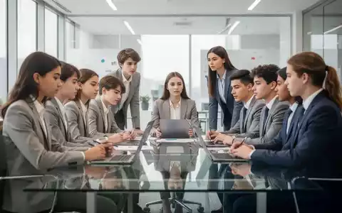 Junge Studierende und Personalverantwortliche bei einer Besprechung in einem modernen, hellen Büro. - Foto: über boerse-global.de