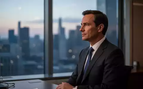 Ein nachdenklicher Manager blickt aus einem Bürofenster auf eine verschwommene Stadtlandschaft bei Dämmerung. - Foto: über boerse-global.de
