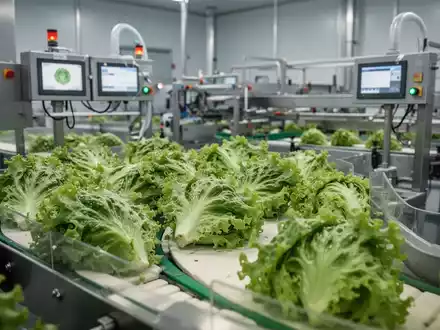 Frische Salate in einer modernen Lebensmittelverarbeitungsanlage als Symbol für Sicherheit und Qualitätskontrolle. - Foto: über boerse-global.de