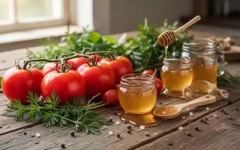 Frische Tomaten, Kräuter und Honig auf einem rustikalen Holztisch als Symbol für eine natürliche, unverarbeitete Ernährung. - Foto: über boerse-global.de