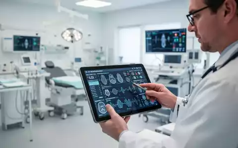 Ein Arzt betrachtet medizinische Daten auf einem Tablet in einer modernen Klinik. - Foto: über boerse-global.de