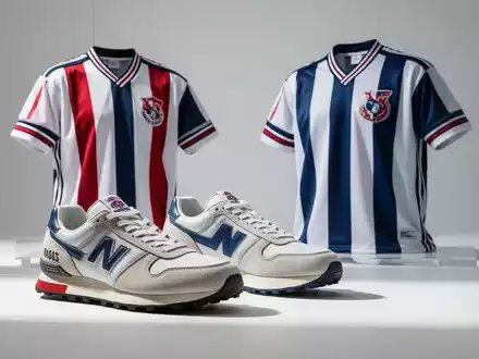 Hochwertige Sportbekleidung und Sneaker in einem modernen Studio-Setting mit Fokus auf Retro-Designelemente. - Foto: über boerse-global.de