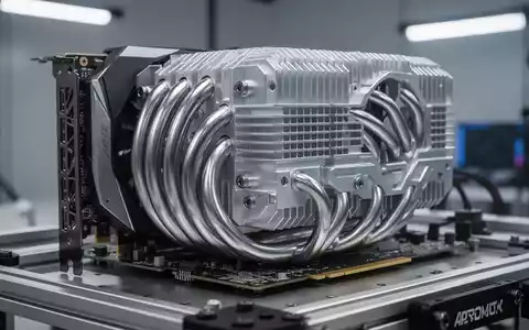 Maßgeschneiderte Nvidia-Grafikkarte mit massivem, lüfterlosem Aluminiumkühlkörper auf offenem Teststand. - Foto: über boerse-global.de
