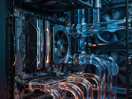Nahaufnahme der GPU-Hardware in einem modernen Server-Rack in einem Rechenzentrum. - Foto: über boerse-global.de