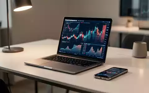 Moderner Schreibtisch mit Laptop und digitalen Finanzdaten als Symbol für Krypto-Steuerregeln und Transparenz. - Foto: über boerse-global.de