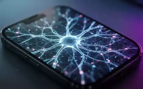 Ein leuchtendes abstraktes neuronales Netzwerk auf einem Smartphone-Display, das Cybersicherheit und KI-Risiken symbolisiert. - Foto: über boerse-global.de