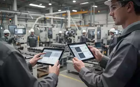 Moderne Industriehalle mit Arbeitnehmern bei der digitalen Qualifizierung und betrieblichen Umgestaltung. - Foto: über boerse-global.de