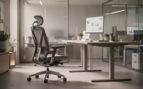 Moderner Büroarbeitsplatz mit ergonomischem Schreibtisch und Stuhl in einer professionellen, minimalistischen Umgebung. - Foto: über boerse-global.de