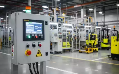 Moderne Industrieanlage mit Fokus auf Sicherheitstechnik und Schaltschrank in einer Produktionshalle. - Foto: über boerse-global.de