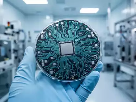 Nahaufnahme eines Siliziumwafers in einem Reinraum der Halbleiterfertigung. - Foto: über boerse-global.de